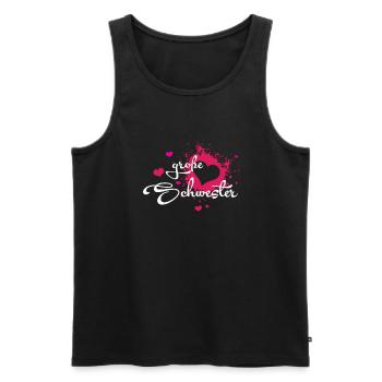 Große Schwester - Herzchen - Männer Premium Bio Tank Top - Schwarz - Vorne - Michal (187cm)