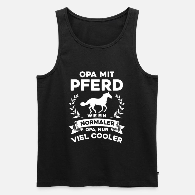 Opa mit Pferd - nur cooler - Männer Premium Bio Tank Top - Schwarz