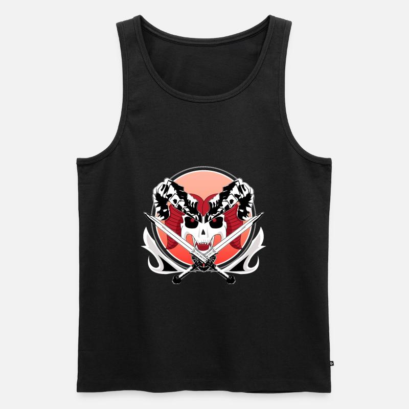 Krieger Totenkopf - Männer Premium Bio Tank Top - Schwarz