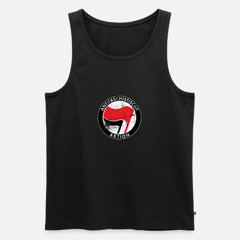 Antifa - Gegen Rechts - Männer Premium Bio Tank Top - Schwarz