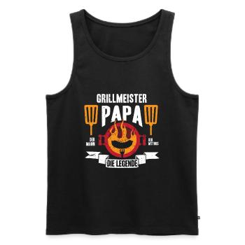 Grillmeister Papa | Grillen Grillfan BBQ Barbecue - Männer Premium Bio Tank Top - Schwarz - Vorne - Michal (187cm)
