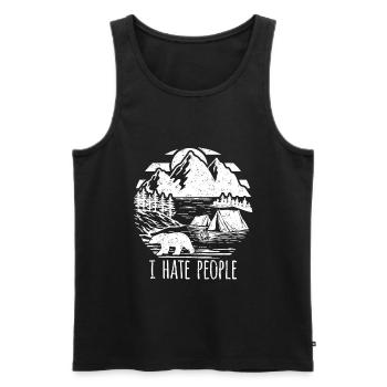 Ich hasse Menschen - Männer Premium Bio Tank Top - Schwarz - Vorne - AI Model Male 178 light (178cm)