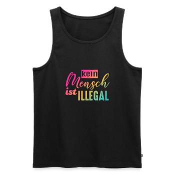 Kein Mensch ist illegal - Gegen Rechts - FCK NZS - Männer Premium Bio Tank Top - Schwarz - Vorne - Michal (187cm)