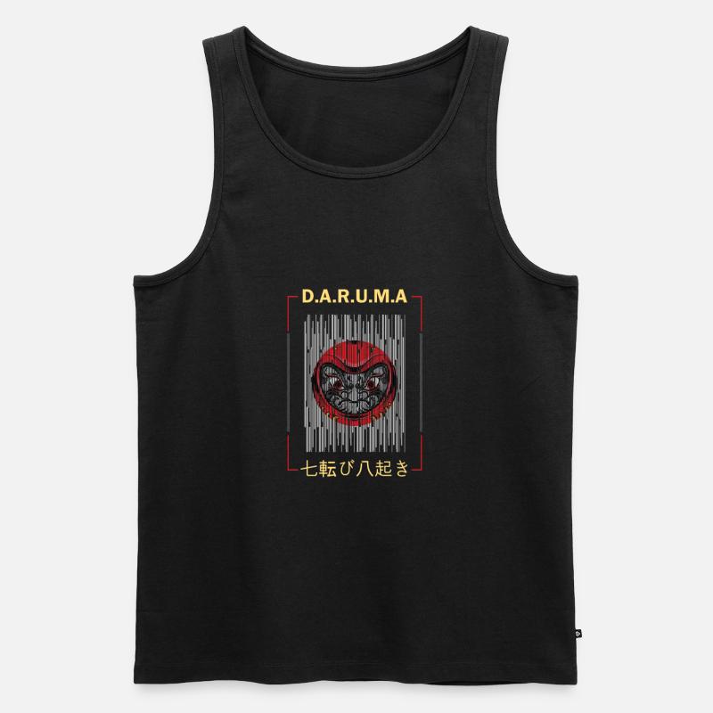 Daruma Glücksbringer Japan - Männer Premium Bio Tank Top - Schwarz