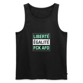 Liberté Égalité FCK AFD Shirt - Männer Premium Bio Tank Top - Schwarz - Vorne - AI Model Male 178 light (178cm)