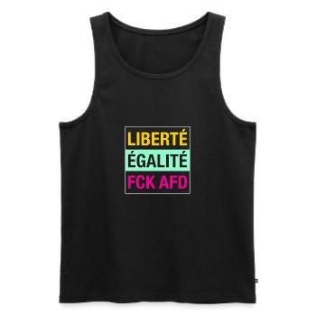Liberté Égalité FCK AFD Shirt - Männer Premium Bio Tank Top - Schwarz - Vorne - Michal (187cm)