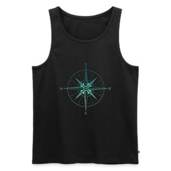 Compas, Kompass, En Plein Air, Nature, Faune - Débardeur bio Premium Homme - noir - Devant - AI Model Male 178 light (178cm)