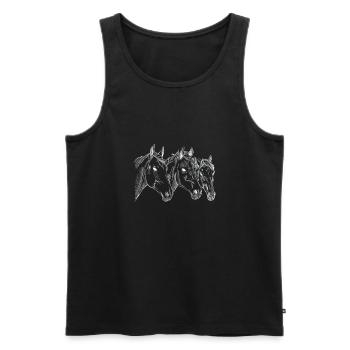 Hand drawn horses heads, illustration, rider - Men's Premium Organic Tank Top - black - Front - AI Model Male 178 light (178cm)