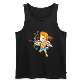 Cupidon Saint Valentin - Débardeur bio Premium Homme - noir - Devant - AI Model Male 178 light (178cm)