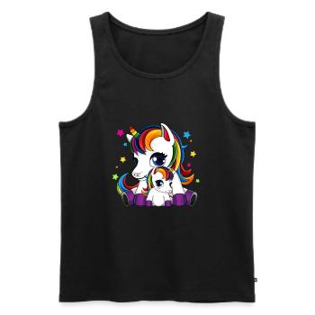 Mutter und Kind Einhorn - Muttertag - Männer Premium Bio Tank Top - Schwarz - Vorne - AI Model Male 178 light (178cm)