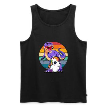 Einhorn und Dinosaurier - Männer Premium Bio Tank Top - Schwarz - Vorne - AI Model Male 178 light (178cm)