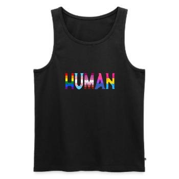 Human LGBTQ Flag - LGBTQ - Men's Premium Organic Tank Top - black - Front - AI Model Male 178 light (178cm)