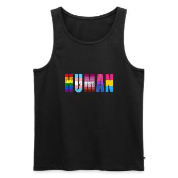 HUMAN LGBTQ Flag Colors Distressed - LGBTQ - Débardeur bio Premium Homme - noir - Devant - Michal (187cm)