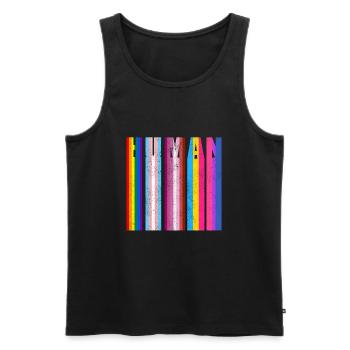 HUMAN in LGBTQ Flag Colors - LGBTQ Flag - Débardeur bio Premium Homme - noir - Devant - Michal (187cm)