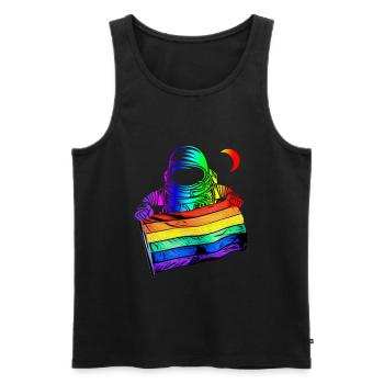 LGBTQ Flag Astronaut - LGBTQ - Men's Premium Organic Tank Top - black - Front - Michal (187cm)
