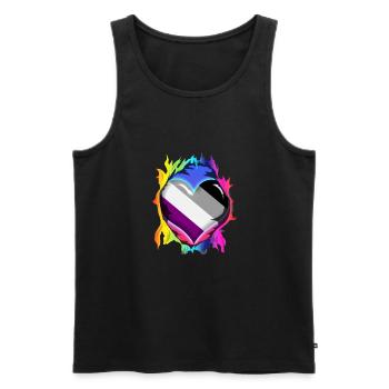 LGBTQ Pride Heart - Asexuell - Männer Premium Bio Tank Top - Schwarz - Vorne - Michal (187cm)