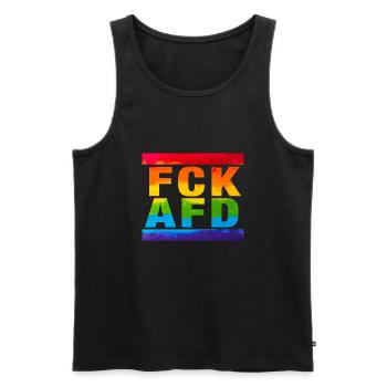 Gegen Nazis - FCK AFD - Gegen Rechts - LGBTQ - Männer Premium Bio Tank Top - Schwarz - Vorne - Michal (187cm)