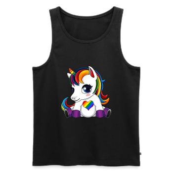 Licorne mignonne LGBTQ - Débardeur bio Premium Homme - noir - Devant - Michal (187cm)