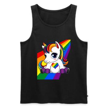 Licorne avec coeur de couleur LGBTQ - Fierté LGBTQ - Débardeur bio Premium Homme - noir - Devant - Michal (187cm)