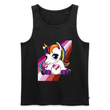 Licorne avec coeur de drapeau lesbien - LESBIENNE LGBTQ - Débardeur bio Premium Homme - noir - Devant - Michal (187cm)