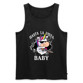 Einhorn Hasta la Vista Baby - Männer Premium Bio Tank Top - Schwarz - Vorne - AI Model Male 178 light (178cm)