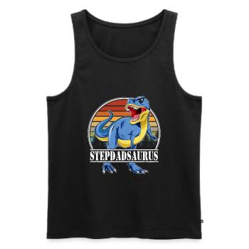 Dinosaurier-Familie - Stepdadsaurus - Männer Premium Bio Tank Top - Schwarz - Vorne - AI Model Male 178 light (178cm)