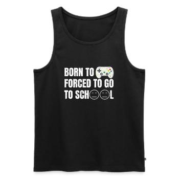 Born to Game forcé d’aller à l’école - Débardeur bio Premium Homme - noir - Devant - AI Model Male 178 light (178cm)