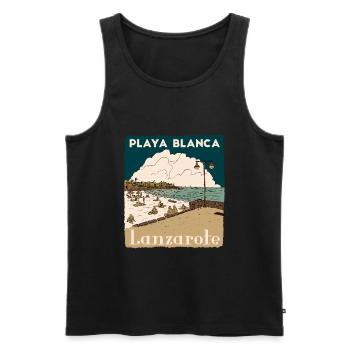 PLAYA BLANCA LANZAROTE - Männer Premium Bio Tank Top - Schwarz - Vorne - AI Model Male 178 light (178cm)