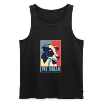 AFFICHE VACHE VEGAN - Débardeur bio Premium Homme - noir - Devant - AI Model Male 178 light (178cm)