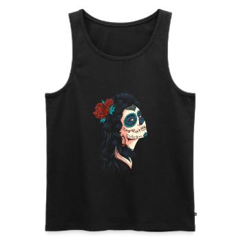 Schöne Lady der Toten La Calavera Catrina - Männer Premium Bio Tank Top - Schwarz - Vorne - AI Model Male 178 light (178cm)