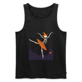Ballerine squelette dansante d’Halloween - Débardeur bio Premium Homme - noir - Devant - AI Model Male 178 light (178cm)