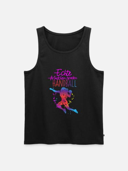 Echte Mädchen spielen Handball Handballspielerin - Männer Premium Bio Tank Top - Schwarz