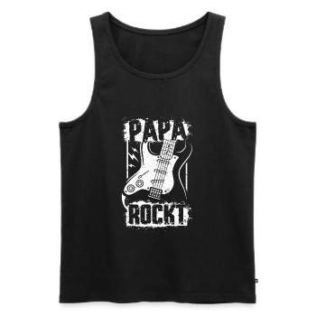 PAPA ROCKT Rock Roll Musik Gitarre Vatertag - Männer Premium Bio Tank Top - Schwarz - Vorne - Michal (187cm)