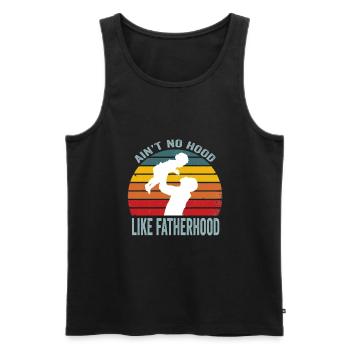 Vintage Dad Father Ain’t No Hood Like Fatherhood - Débardeur bio Premium Homme - noir - Devant - Michal (187cm)