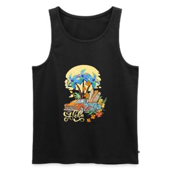 Aloha Surfing , Hawaii - Men's Premium Organic Tank Top - black - Front - AI Model Male 178 light (178cm)