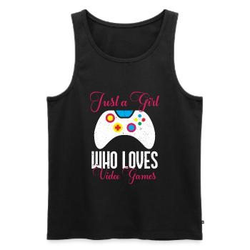 Juste une fille qui aime les jeux vidéo - Débardeur bio Premium Homme - noir - Devant - Michal (187cm)