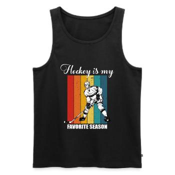 Le hockey est ma saison préférée rétro - Débardeur bio Premium Homme - noir - Devant - Michal (187cm)