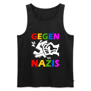 Gegen nazis - Männer Premium Bio Tank Top - Schwarz - Vorne - Michal (187cm)