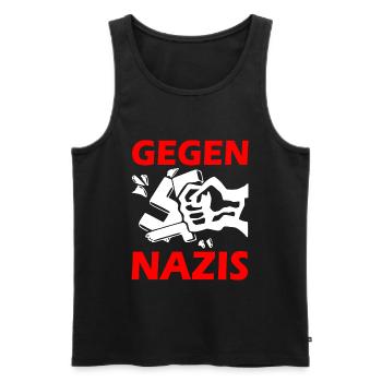 Contre le poing des nazis - Débardeur bio Premium Homme - noir - Devant - AI Model Male 178 light (178cm)