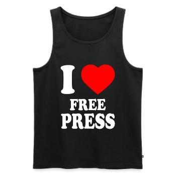i love free press - Men's Premium Organic Tank Top - black - Front - Michal (187cm)