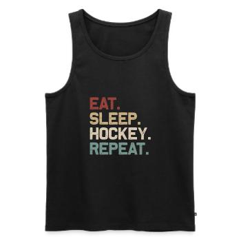 Eat Sleep Hockey Repeat - Men's Premium Organic Tank Top - black - Front - AI Model Male 178 light (178cm)