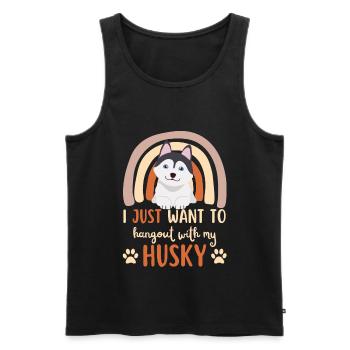 Sweet Husky Lover Kawaii - Men's Premium Organic Tank Top - black - Front - AI Model Male 178 light (178cm)