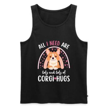 Doux gallois Corgi Lover Kawaii - Débardeur bio Premium Homme - noir - Devant - Michal (187cm)