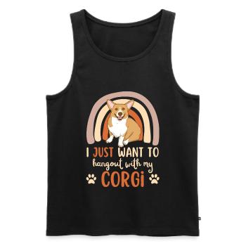 Doux gallois Corgi Lover Kawaii - Débardeur bio Premium Homme - noir - Devant - Michal (187cm)