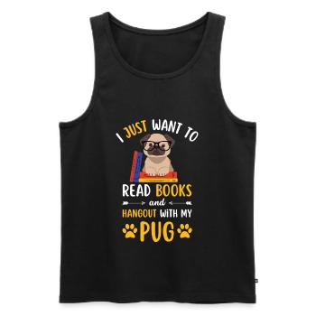 Süßer Mops Buch Bücher kawaii - Männer Premium Bio Tank Top - Schwarz - Vorne - Michal (187cm)
