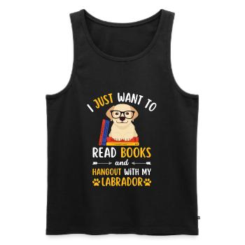 Sweet Labrador Book Livres kawaii - Débardeur bio Premium Homme - noir - Devant - Michal (187cm)