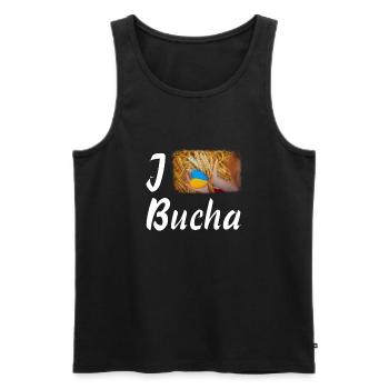 J’adore le drapeau de la ville ukrainienne de Bucha - Débardeur bio Premium Homme - noir - Devant - Michal (187cm)