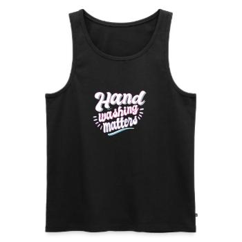Hand wash measures clean soap health body - Men's Premium Organic Tank Top - black - Front - AI Model Male 178 light (178cm)