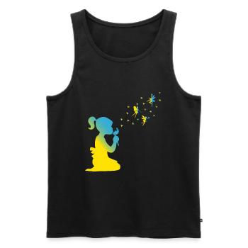 Pissenlit Fille Ukraine Liberté Drapeau ukrainien - Débardeur bio Premium Homme - noir - Devant - Michal (187cm)