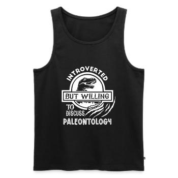 Introverted, But Discuss Paleontology - Men's Premium Organic Tank Top - black - Front - AI Model Male 178 light (178cm)